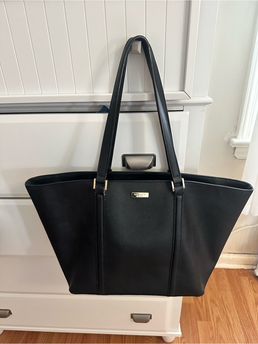 kate spade Black Saffiano Leather Tote with Gold Hardware